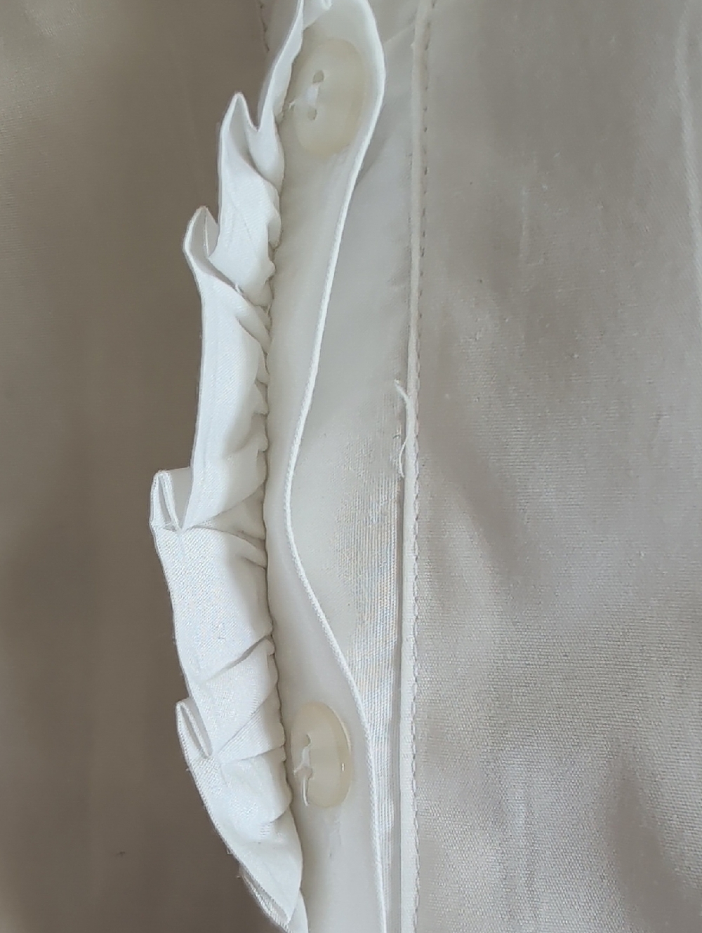 White Ruffled Front Button-Down Blouse - Picture 12 of 12